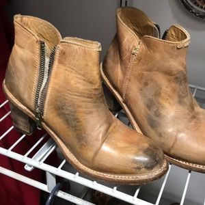 Distressed leather booties